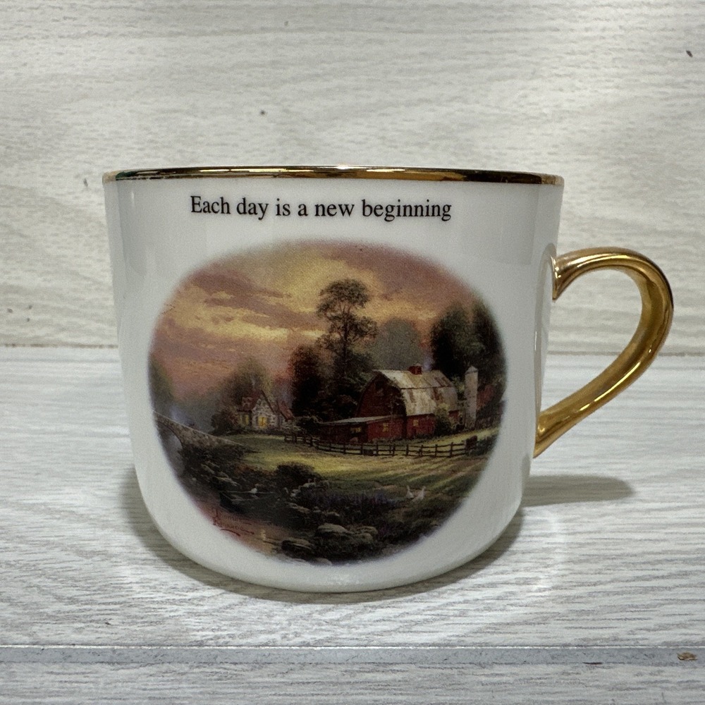 Thomas Kinkade‎ Painter of Light Sunset at Riverbend Farm Coffee Cup 2.75x3.5"